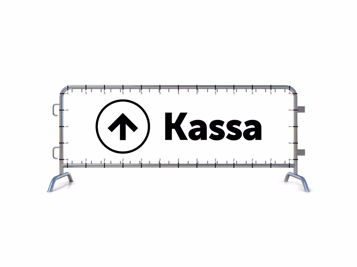 Kassa omhoog dranghekbanner in 9 kleuren