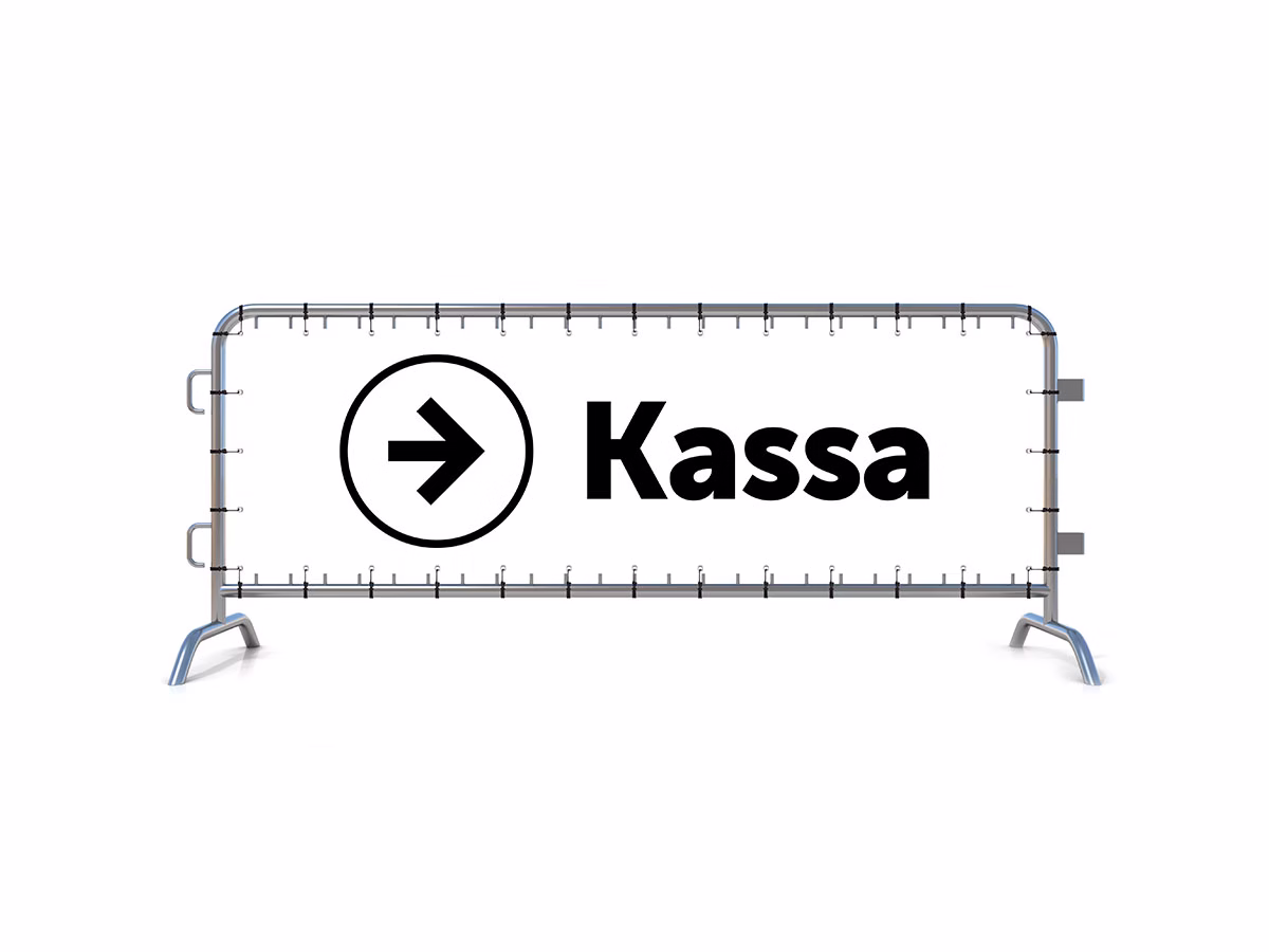 Kassa rechts dranghekbanner in 9 kleuren