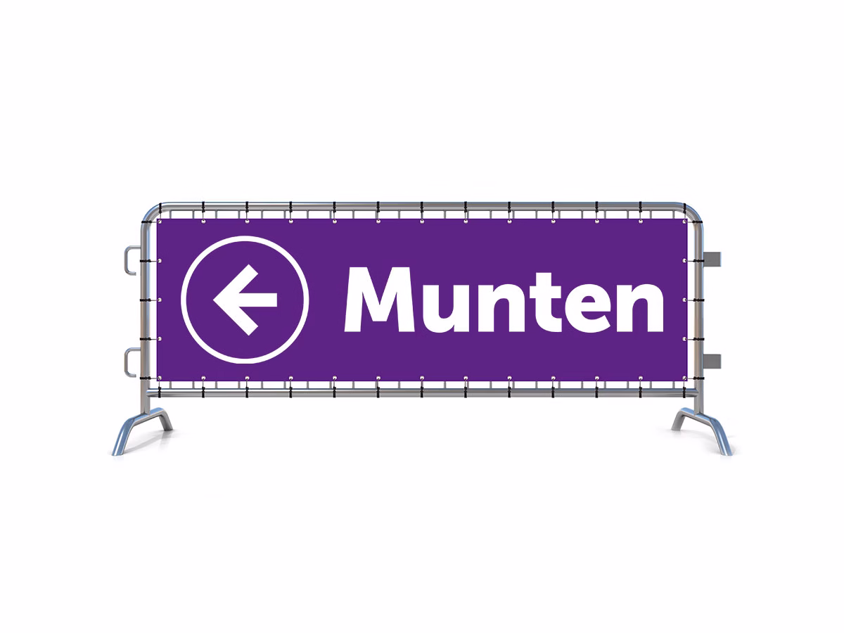 Munten links dranghekbanner in 9 kleuren