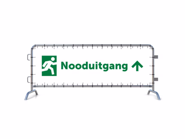 Nooduitgang omhoog dranghekbanner in 2 kleuren