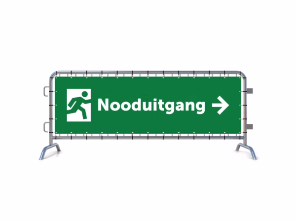 Nooduitgang rechts dranghekbanner in 2 kleuren