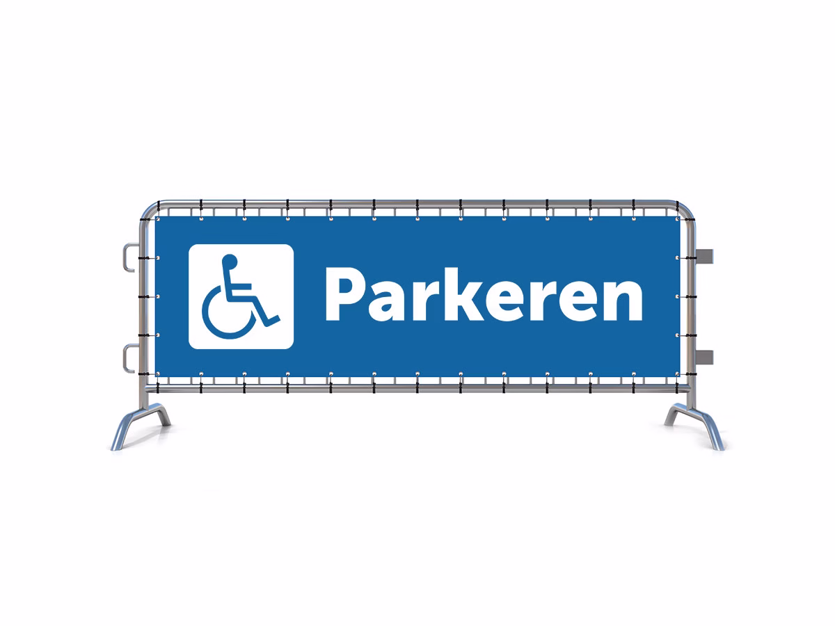 Parkeren mindervalide dranghekbanner in 2 kleuren