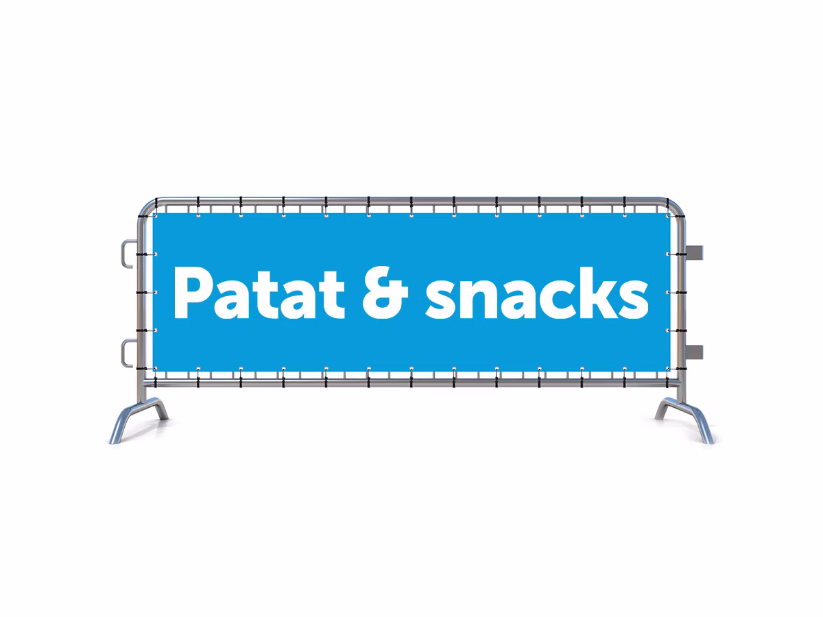 Patat & Snacks dranghekbanner in 9 kleuren