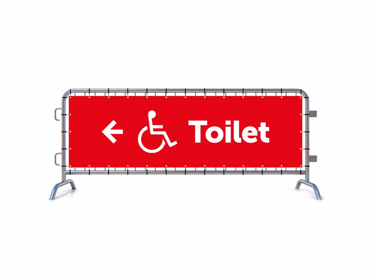 Toiletten mindervalide links dranghekbanner in 9 kleuren