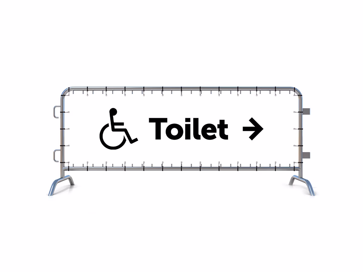 Toiletten mindervalide rechts dranghekbanner in 9 kleuren