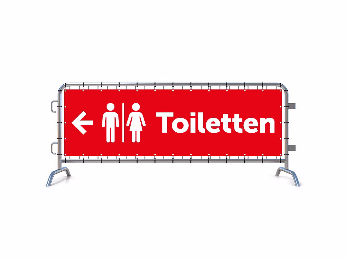 Toiletten links dranghekbanner in 9 kleuren