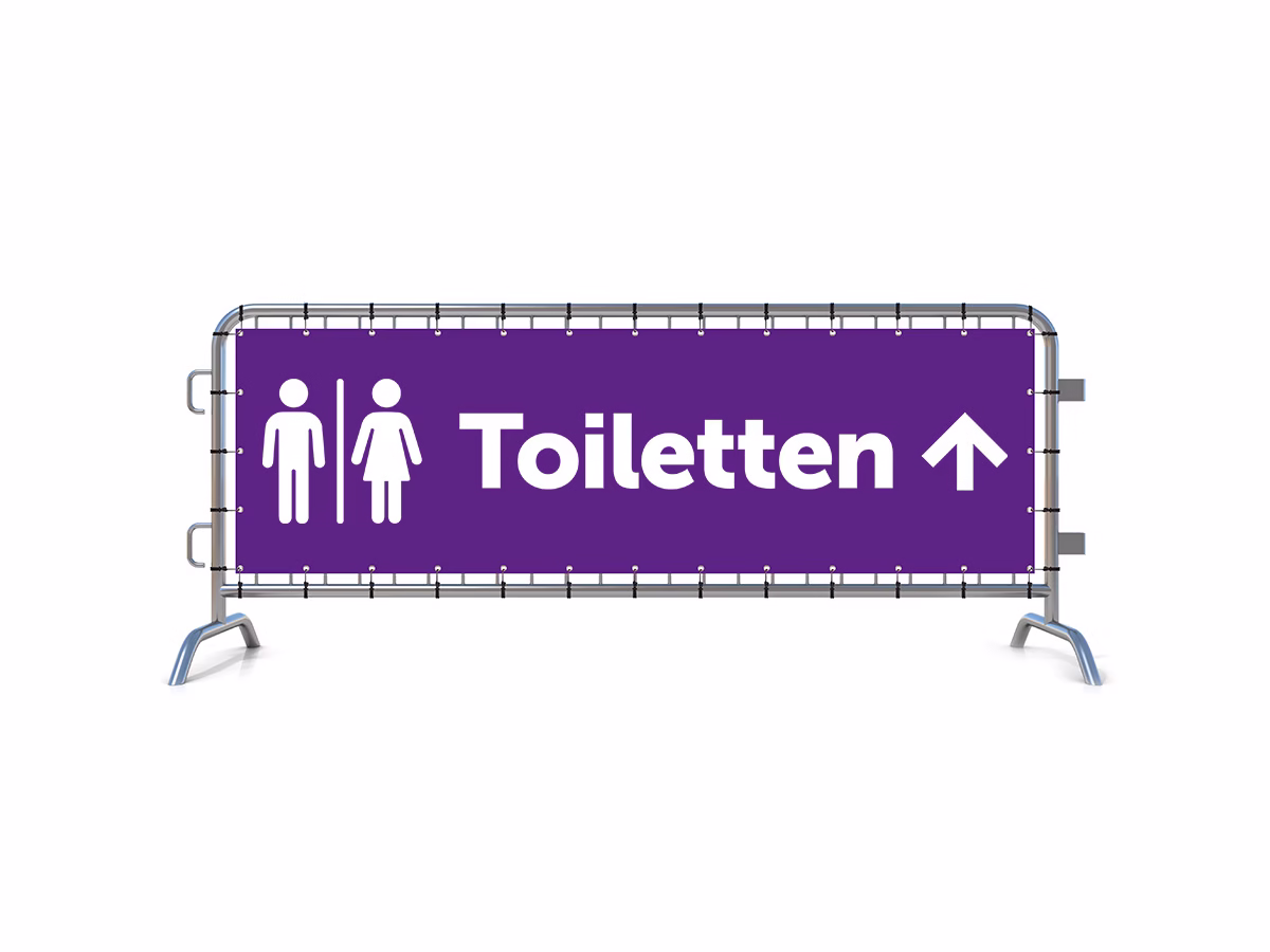 Toiletten omhoog dranghekbanner in 9 kleuren