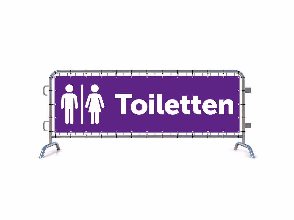 Toiletten rechts dranghekbanner in 9 kleuren