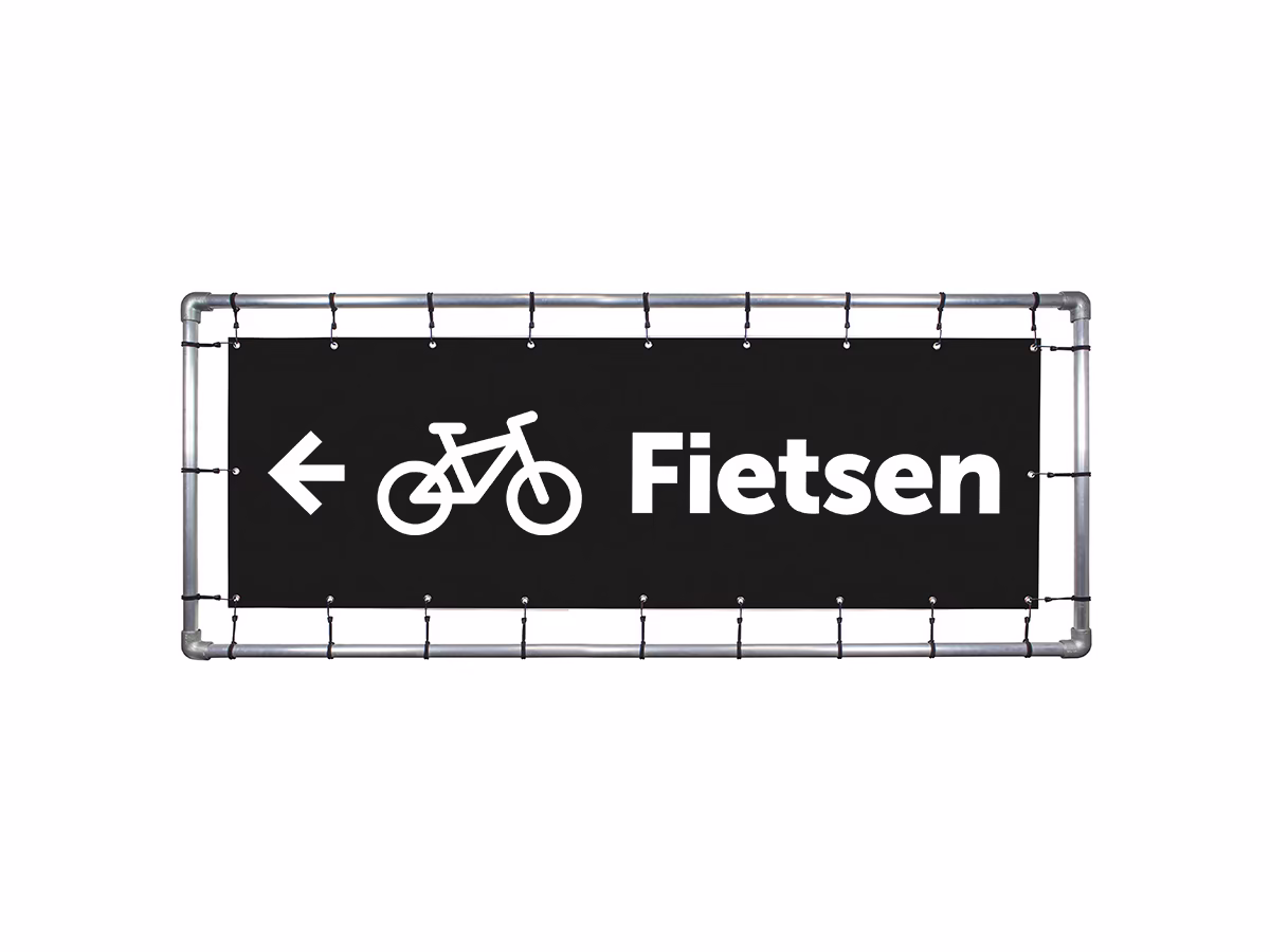 Fietsen links spandoek in 9 kleuren