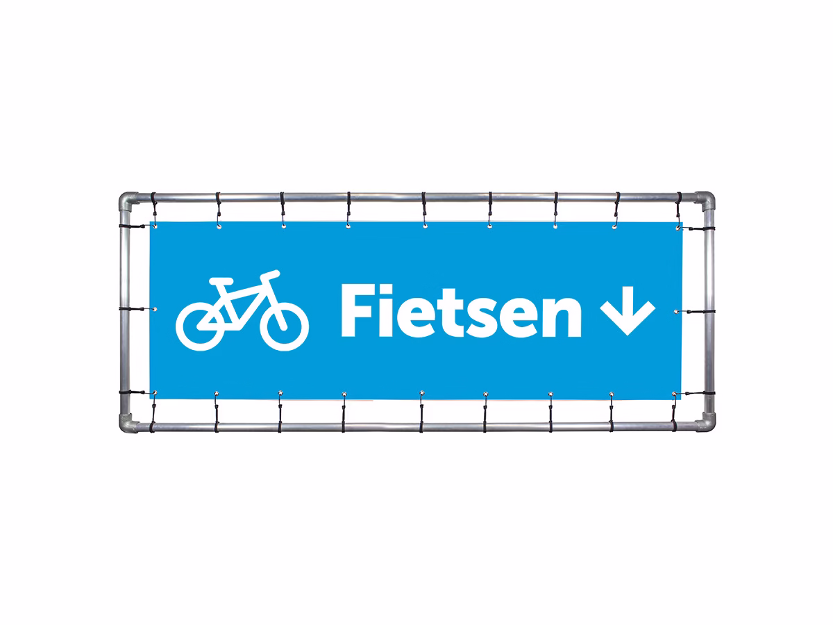 Fietsen omlaag spandoek in 9 kleuren