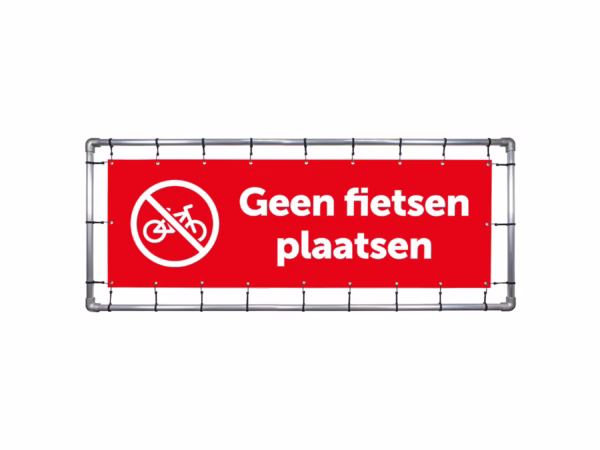 Geen fietsen plaatsen spandoek in 2 kleuren