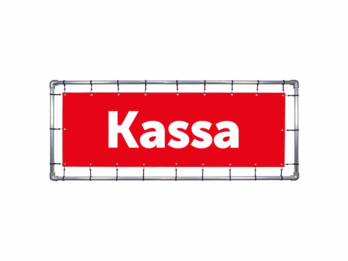 Kassa spandoek in 9 kleuren