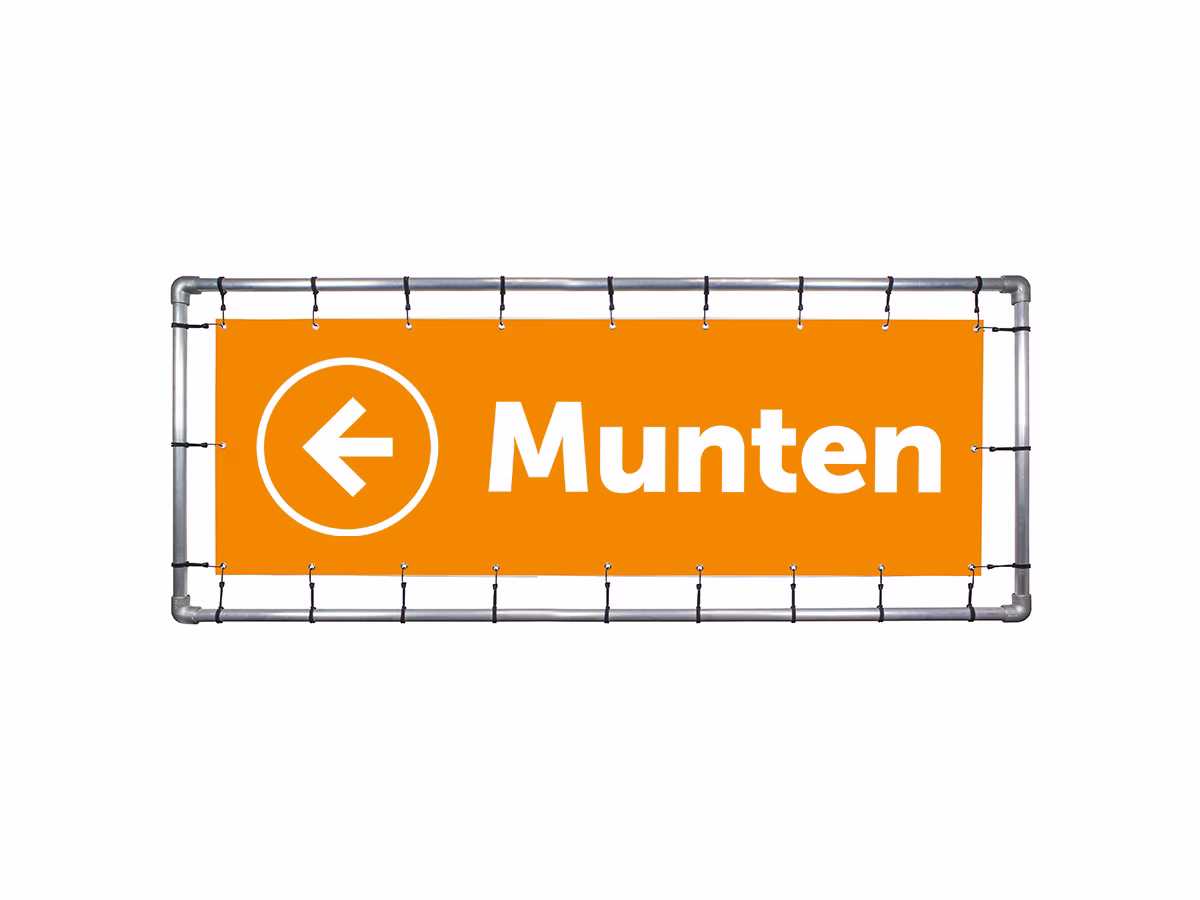 Munten links spandoek in 9 kleuren