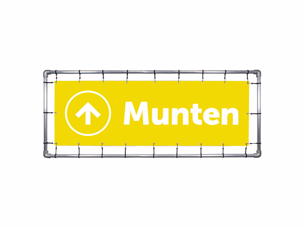 Munten omhoog spandoek in 9 kleuren