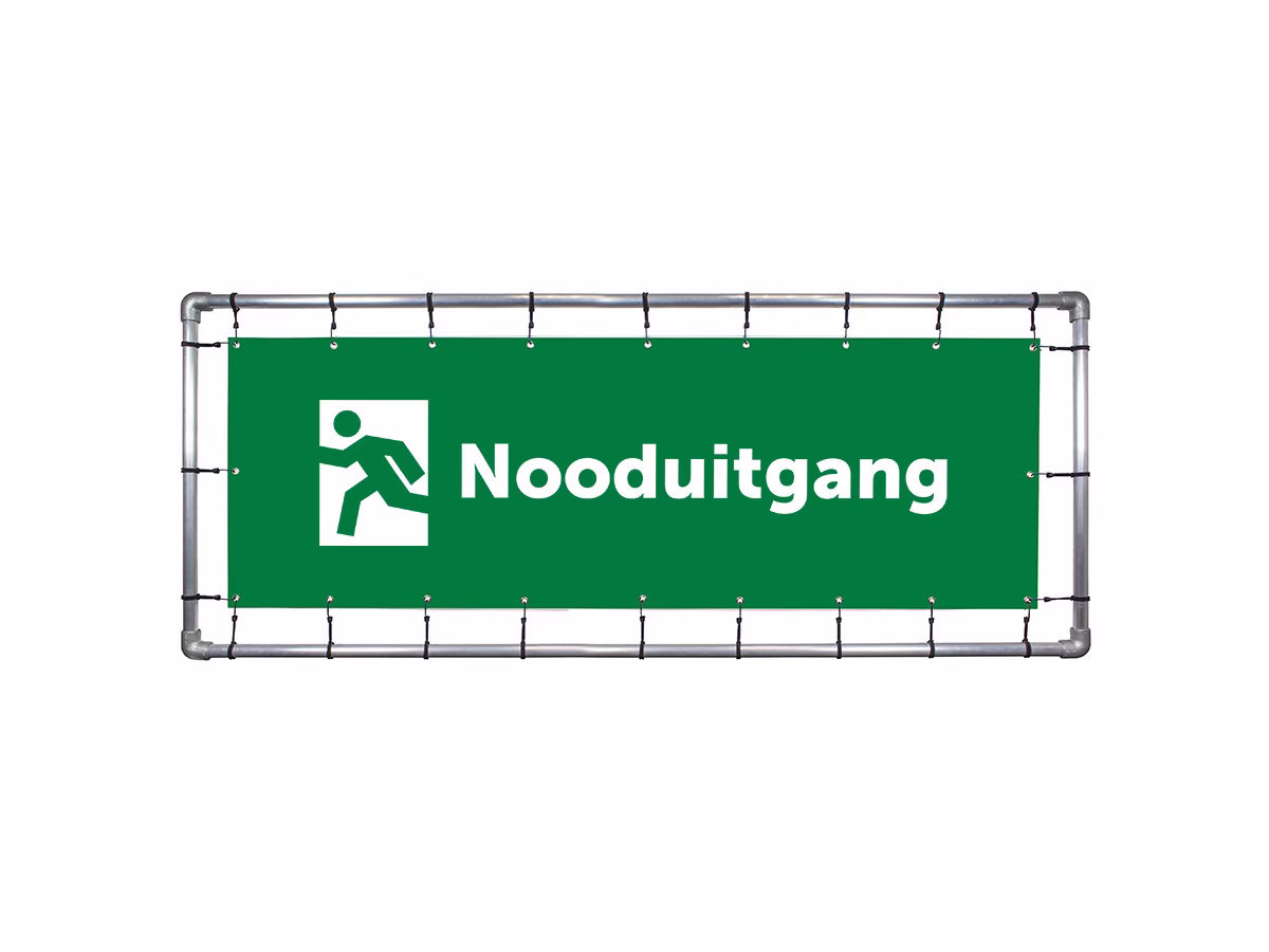 Nooduitgang spandoek in 2 kleuren