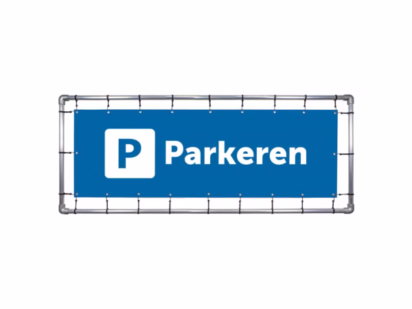 Parkeren spandoek in 2 kleuren