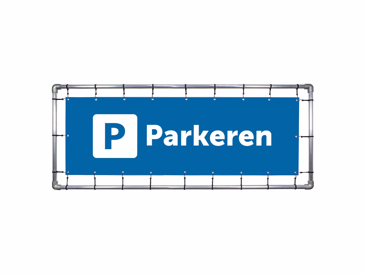 Parkeren spandoek in 2 kleuren