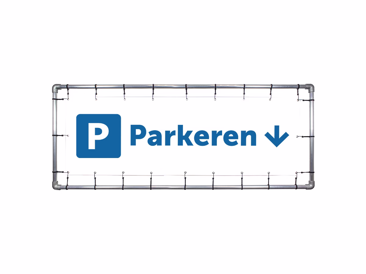 Parkeren omlaag spandoek in 2 kleuren