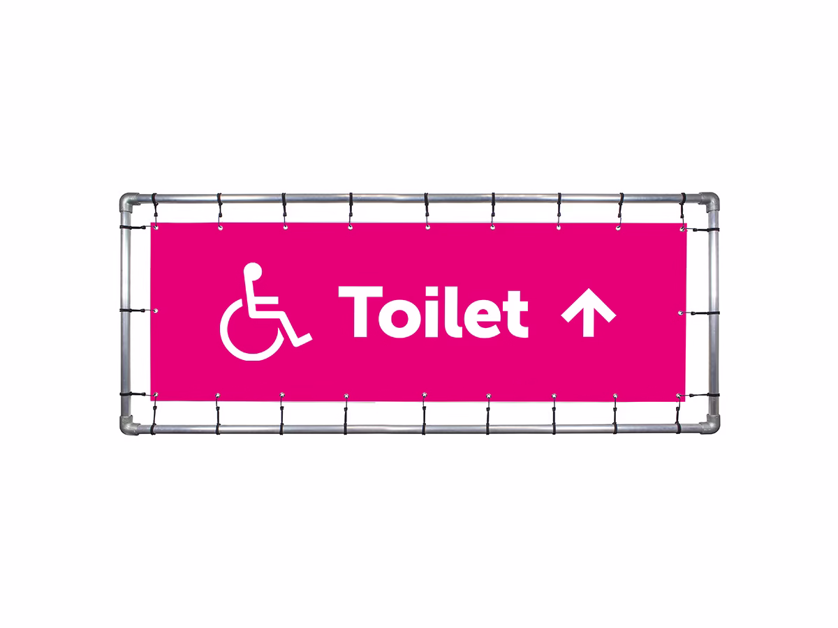 Toiletten mindervalide omhoog spandoek in 9 kleuren
