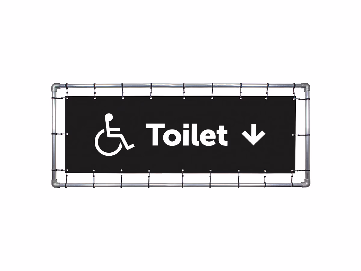 Toiletten mindervalide omlaag spandoek in 9 kleuren