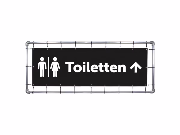 Toiletten omhoog spandoek in 9 kleuren