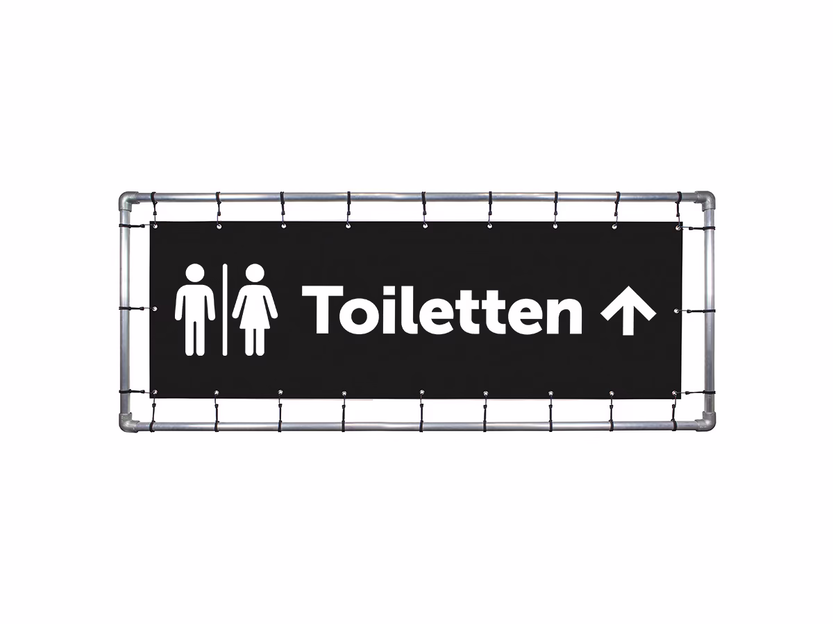Toiletten omhoog spandoek in 9 kleuren