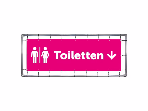 Toiletten omlaag spandoek in 9 kleuren