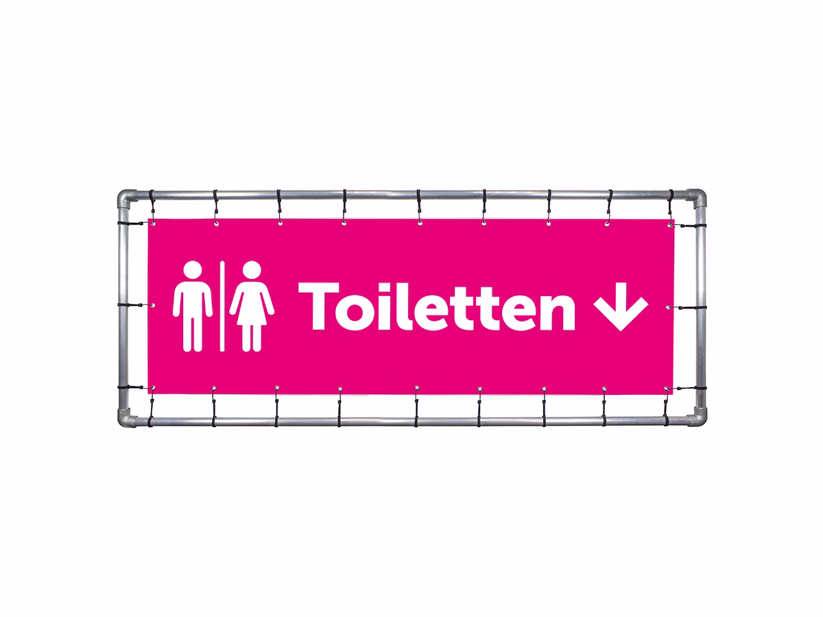 Toiletten omlaag spandoek in 9 kleuren