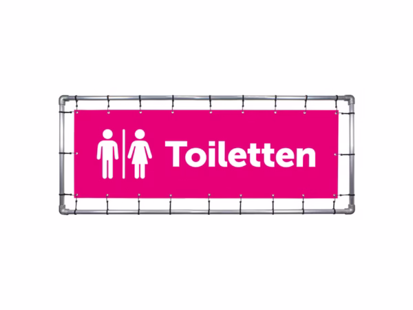 Toiletten rechts spandoek in 9 kleuren