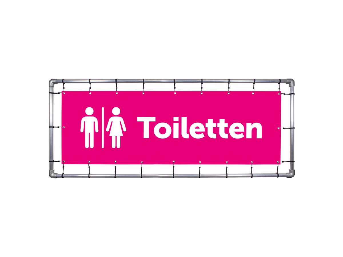 Toiletten rechts spandoek in 9 kleuren
