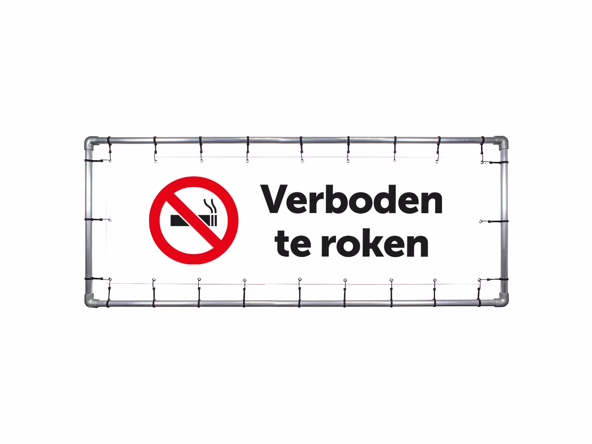Verboden te roken spandoek in 2 kleuren