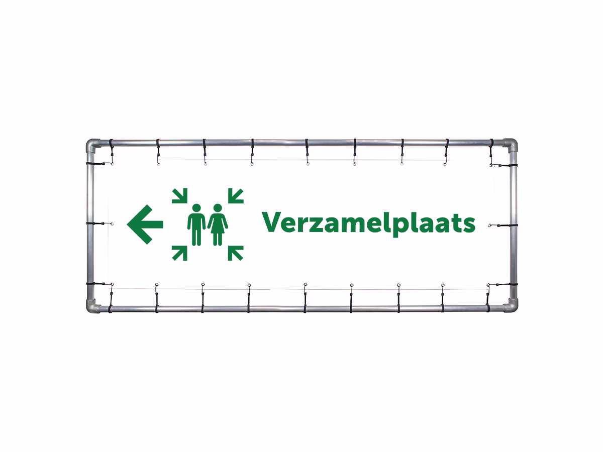 Verzamelplaats calamiteiten links spandoek in 2 kleuren