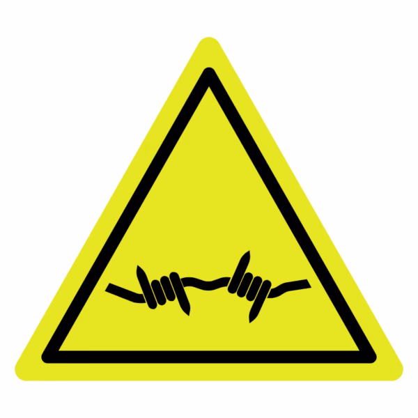 Waarschuwingsbord - Gevaar voor prikkeldraad (W033)