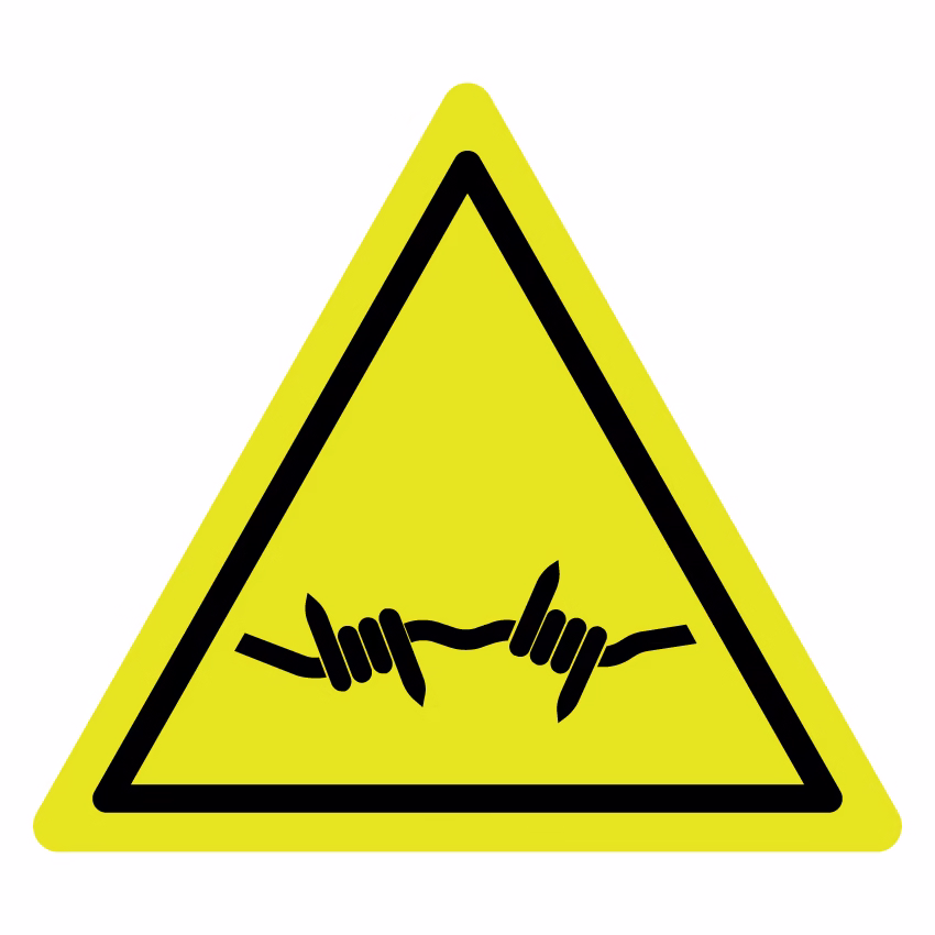 Waarschuwingsbord - Gevaar voor prikkeldraad (W033)