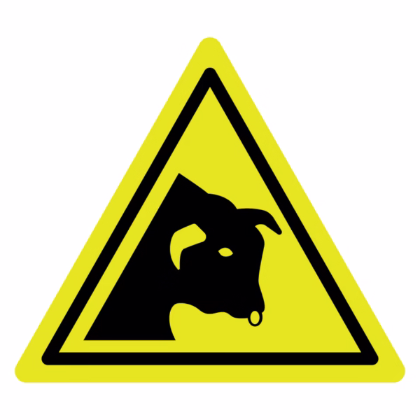 Waarschuwingsbord - Gevaar voor stieren (W034)