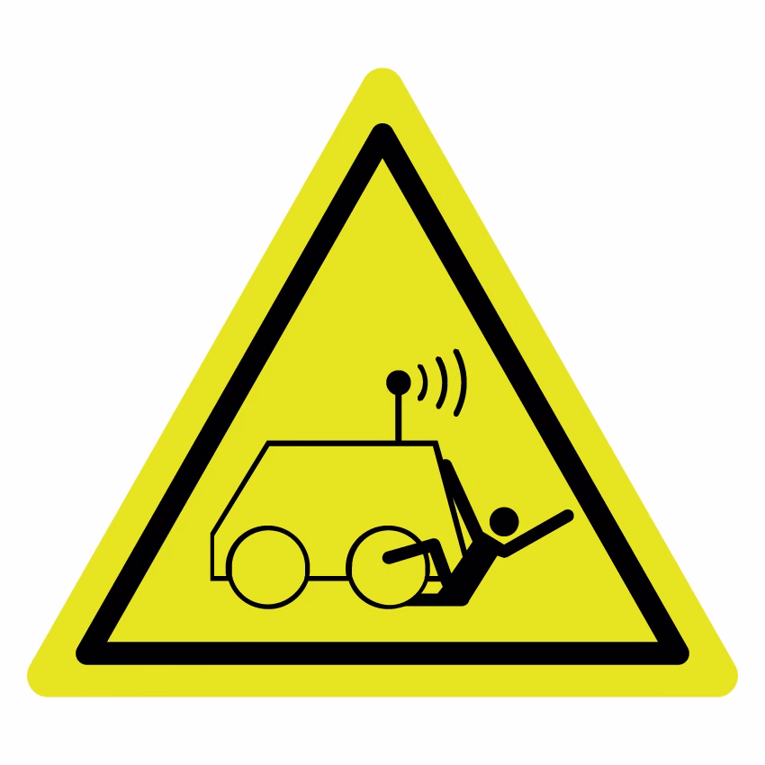 Waarschuwingsbord - Op afstand bestuurde voertuigen (W037)